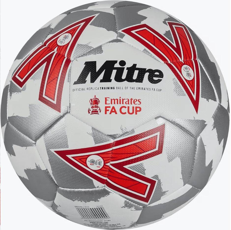 Mitre White & Red Emirates FA Cup Training Football Size 5