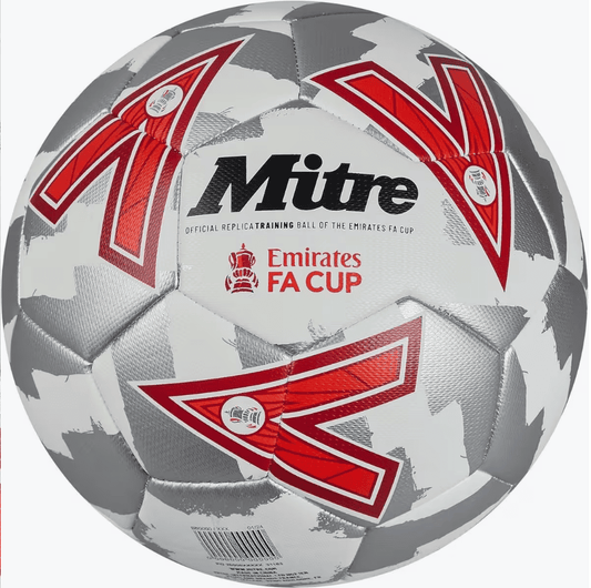 Mitre White & Red Emirates FA Cup Training Football Size 5