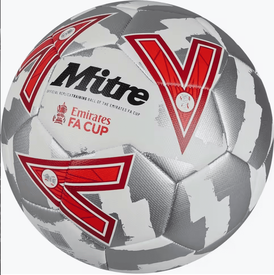 Mitre White & Red Emirates FA Cup Training Football | Size 5